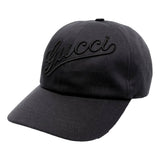 Gucci Black Embroidered Logo Cotton Baseball Cap Large