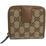 Gucci Beige Original GG Canvas Brown Leather Trim Wallet