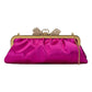 Gucci Broadway Fuchsia Satin Crystal Bow Clutch Chain Shoulder Bag