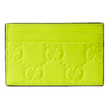 Gucci GG Rubber Effect Neon Yellow Guccissima Leather Card Case Wallet