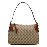 Gucci GG Emblem Supreme Canvas Medium Leather Shoulder Bag Brown Beige