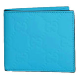 Gucci GG Embossed Leather Bifold Wallet in Neon Blue Rubber Effect Finish