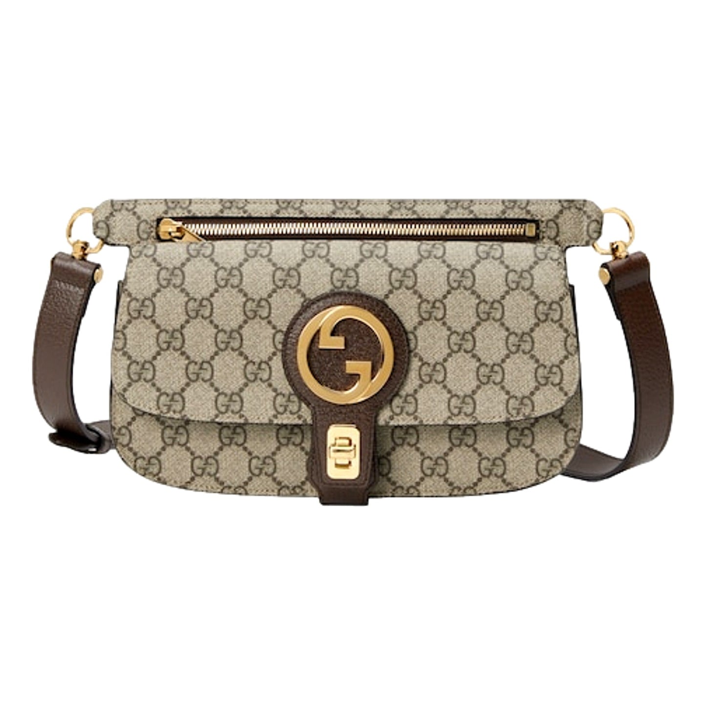 Gucci GG Supreme Blondie Canvas Belt Bag Brown Beige Size 90