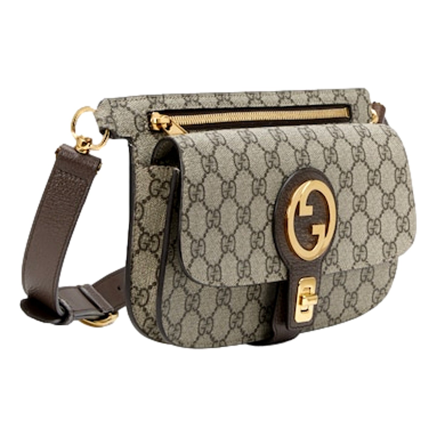 Gucci GG Supreme Blondie Canvas Belt Bag Brown Beige Size 95