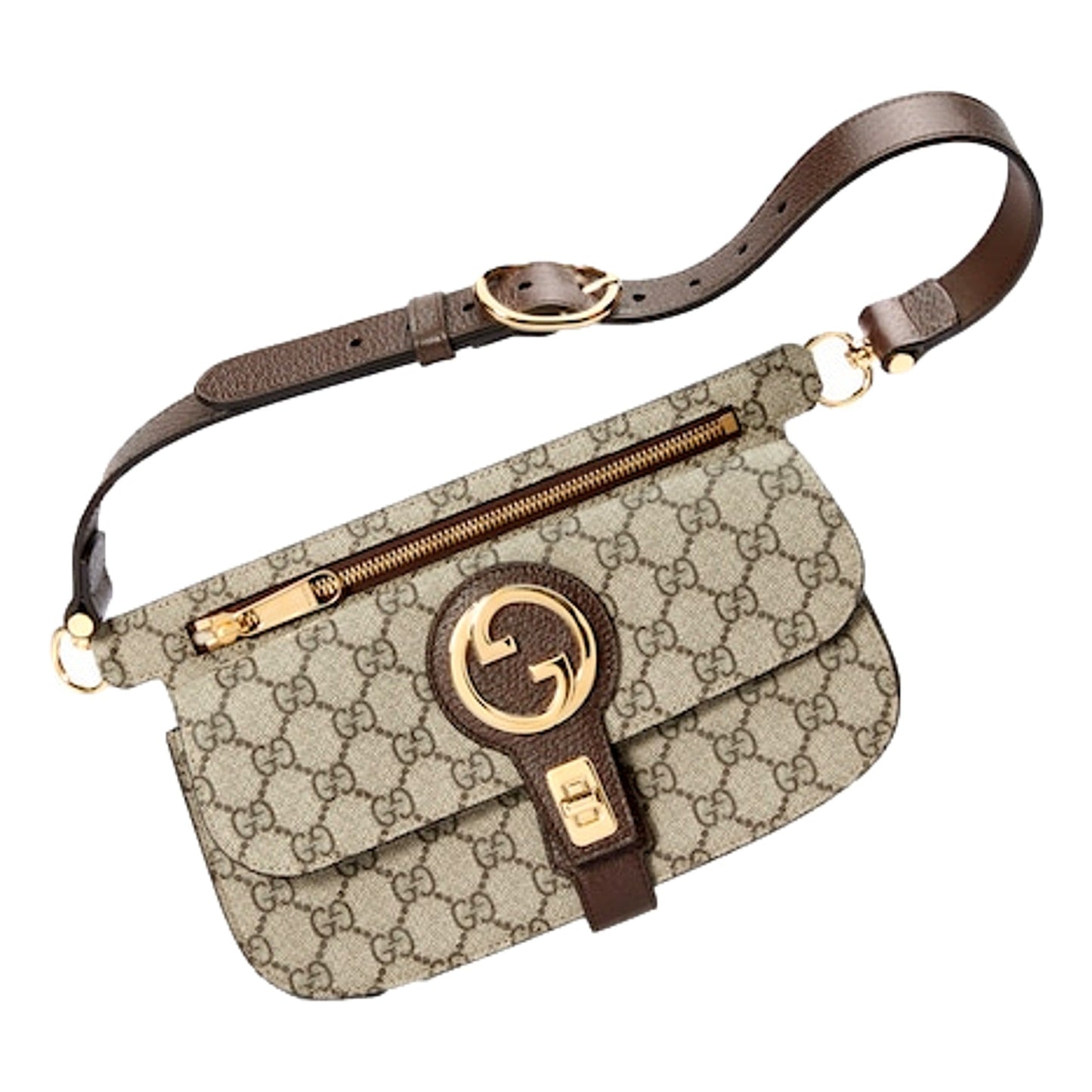 Gucci GG Supreme Blondie Canvas Belt Bag Brown Beige Size 95