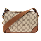 Gucci GG Supreme Canvas Brown Leather Camera Bag Crossbody