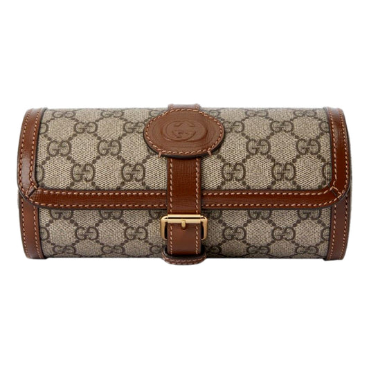Gucci GG Supreme Canvas Leather Beige Brown Watch Case