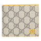 Gucci GG Supreme Canvas Leather Beige Yellow Bifold Wallet