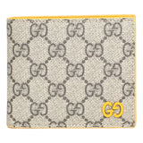 Gucci GG Supreme Bifold Wallet Beige Canvas Yellow Leather Trim