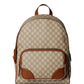 Gucci GG Supreme Canvas Leather Trim Brown Medium Backpack