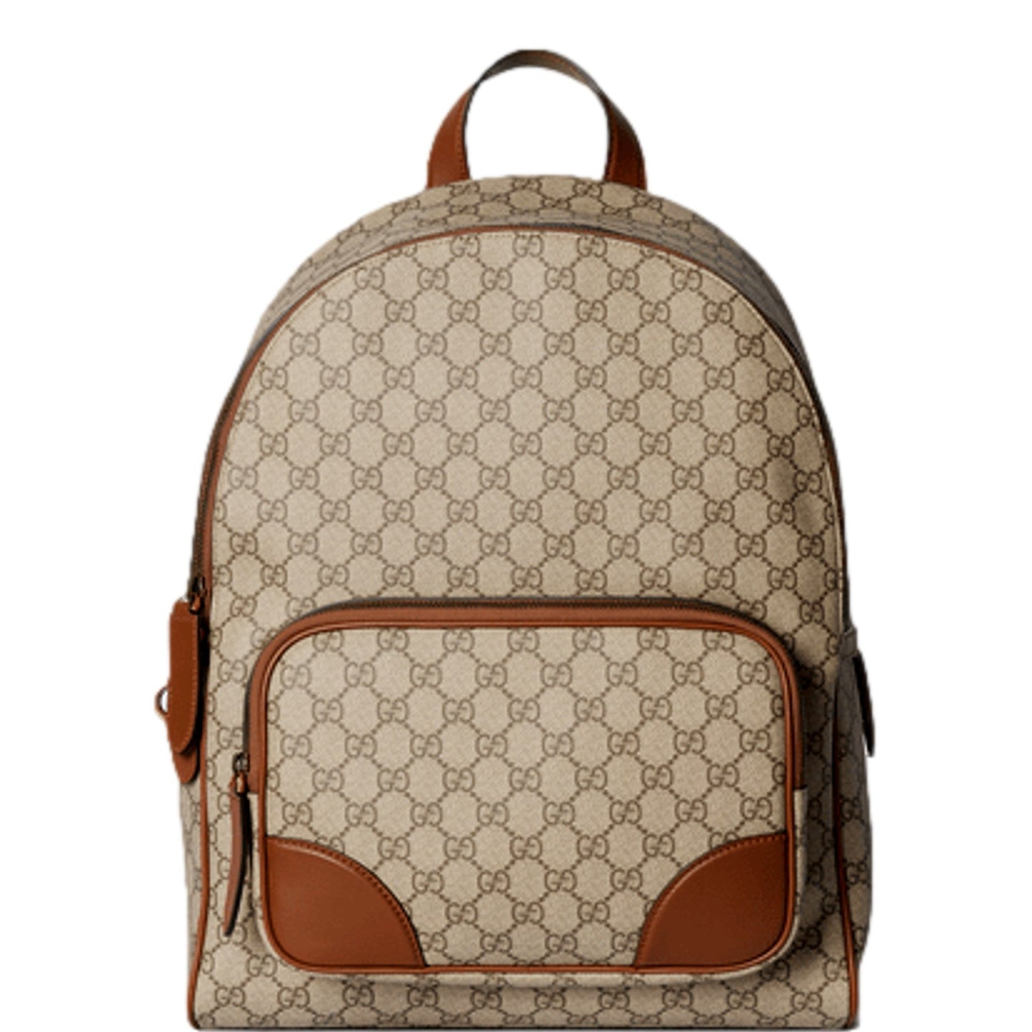 Gucci GG Supreme Canvas Leather Trim Brown Medium Backpack