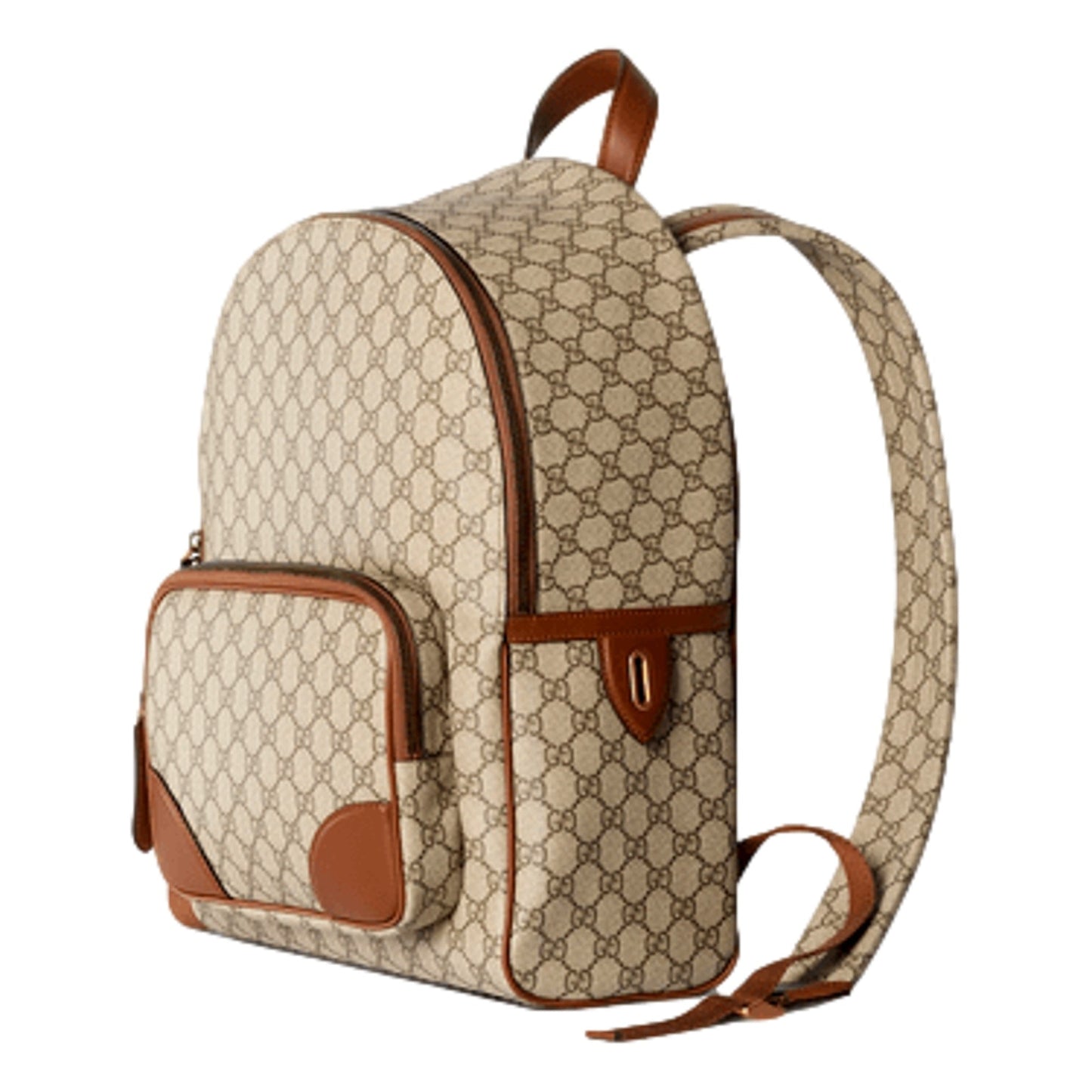 Gucci GG Supreme Canvas Leather Trim Brown Medium Backpack