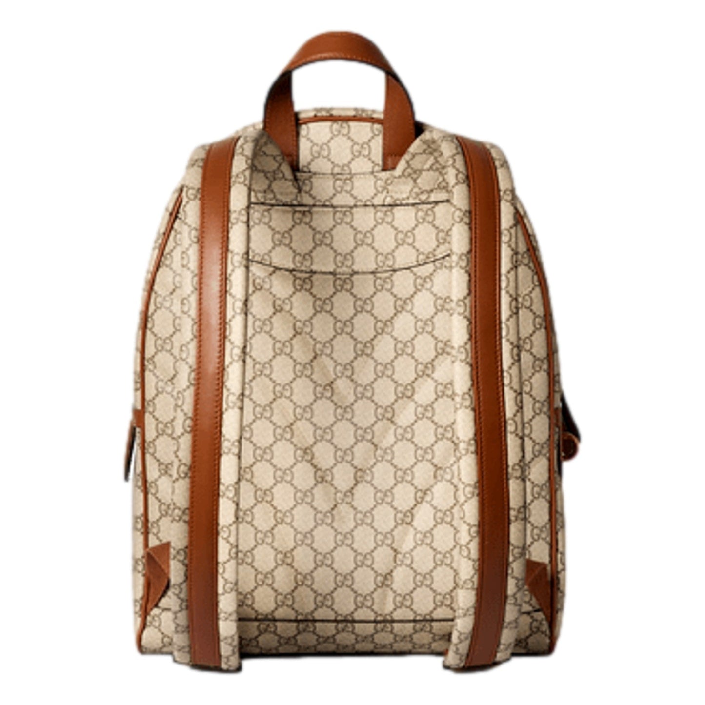 Gucci GG Supreme Canvas Leather Trim Brown Medium Backpack