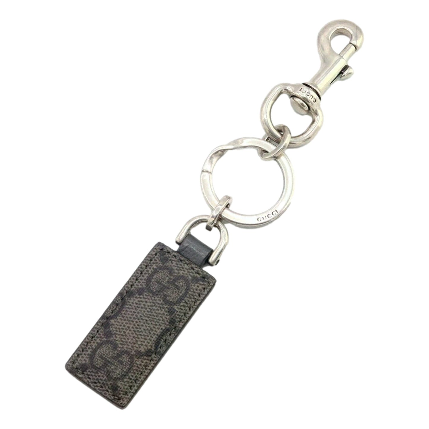 Gucci GG Supreme Canvas Key Ring Charm Silver Hardware