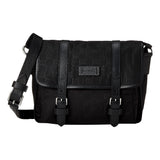 Gucci GG Monogram Nylon Leather Messenger Bag Black Double Buckle Flap