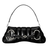 Gucci Horsebit Vertical Quilted Leather Medium Chain Shoulder Bag Black