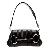 Gucci Horsebit Vertical Quilted Leather Small Chain Shoulder Bag Black