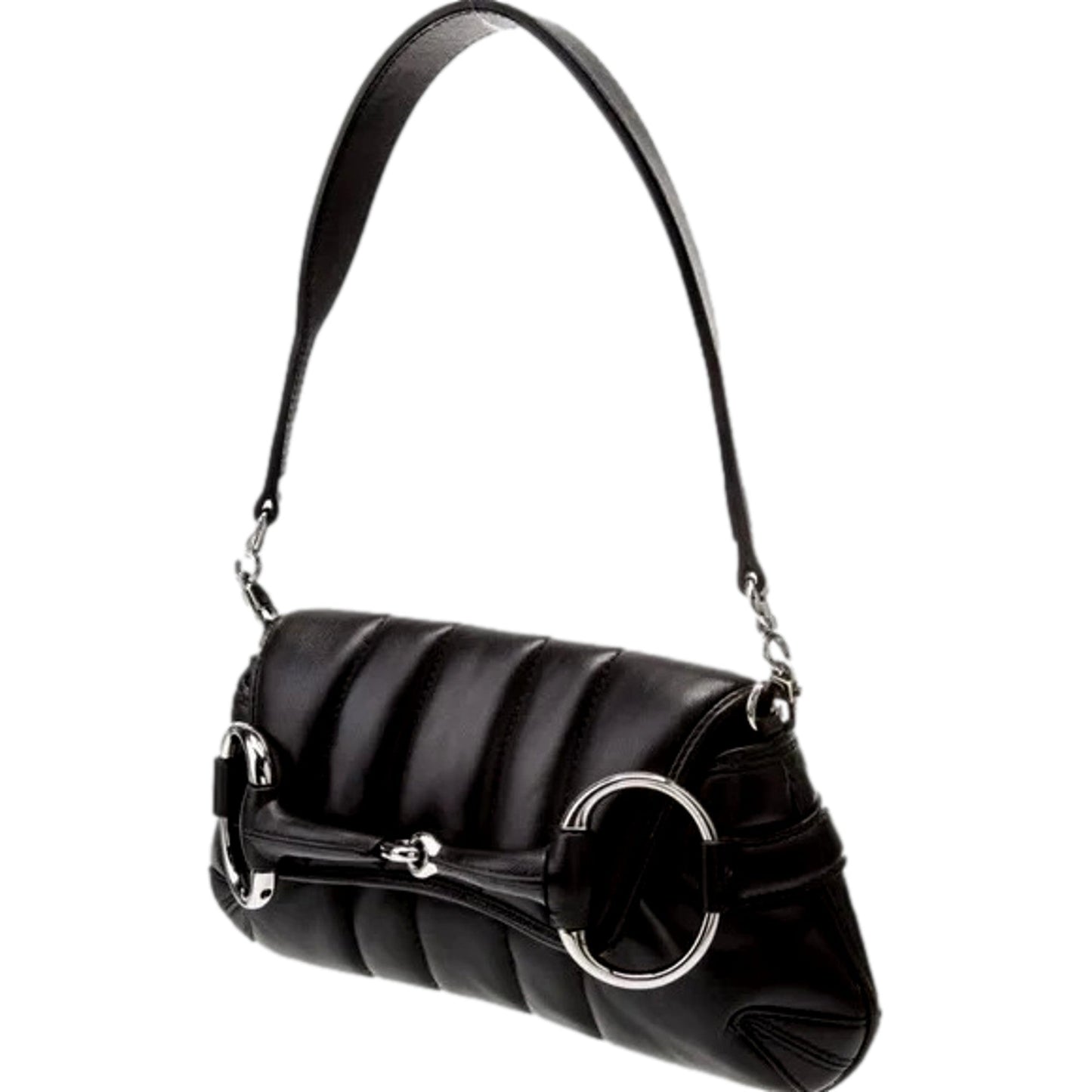 Gucci Horsebit Vertical Quilted Leather Small Chain Shoulder Bag Black