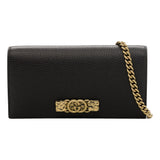 Gucci Interlocking GG Black Python Leather Bow Wallet on Chain Gold Hardware
