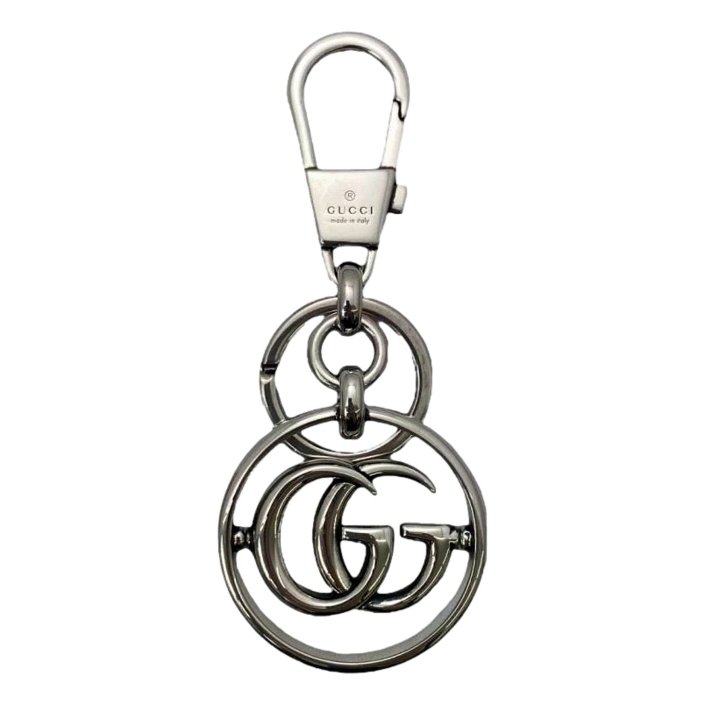 Gucci Interlocking G Metal Key Ring Charm Silver Tone