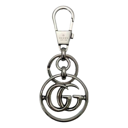 Gucci Interlocking G Metal Key Ring Charm Silver Tone