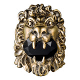 Gucci Lion Head King Ring With Crystal Aged Gold and Black 10