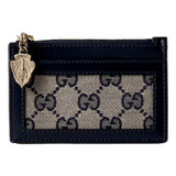 Gucci Luce GG Canvas Leather Blue Coin Purse Zip Wallet