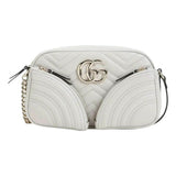 Gucci Marmont Dual Compartment GG Gray Leather Shoulder Bag