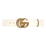 Gucci Marmont GG logo Ivory Leather Belt 90/85