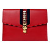 Gucci Maxi Sylvie Red Leather Clutch
