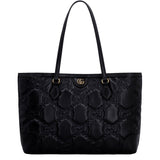 Gucci Ophidia Jumbo GG Matellase Medium Black Leather Tote