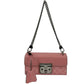 Gucci Pink GG Supreme Leather Padlock Chain Small Handbag Pink