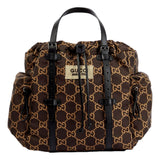Gucci GG Monogram Utility Tote Bag Brown Ripstop Canvas Leather Trim