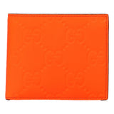 Gucci GG Rubber Effect Neon Orange Guccissima Leather Bifold Wallet