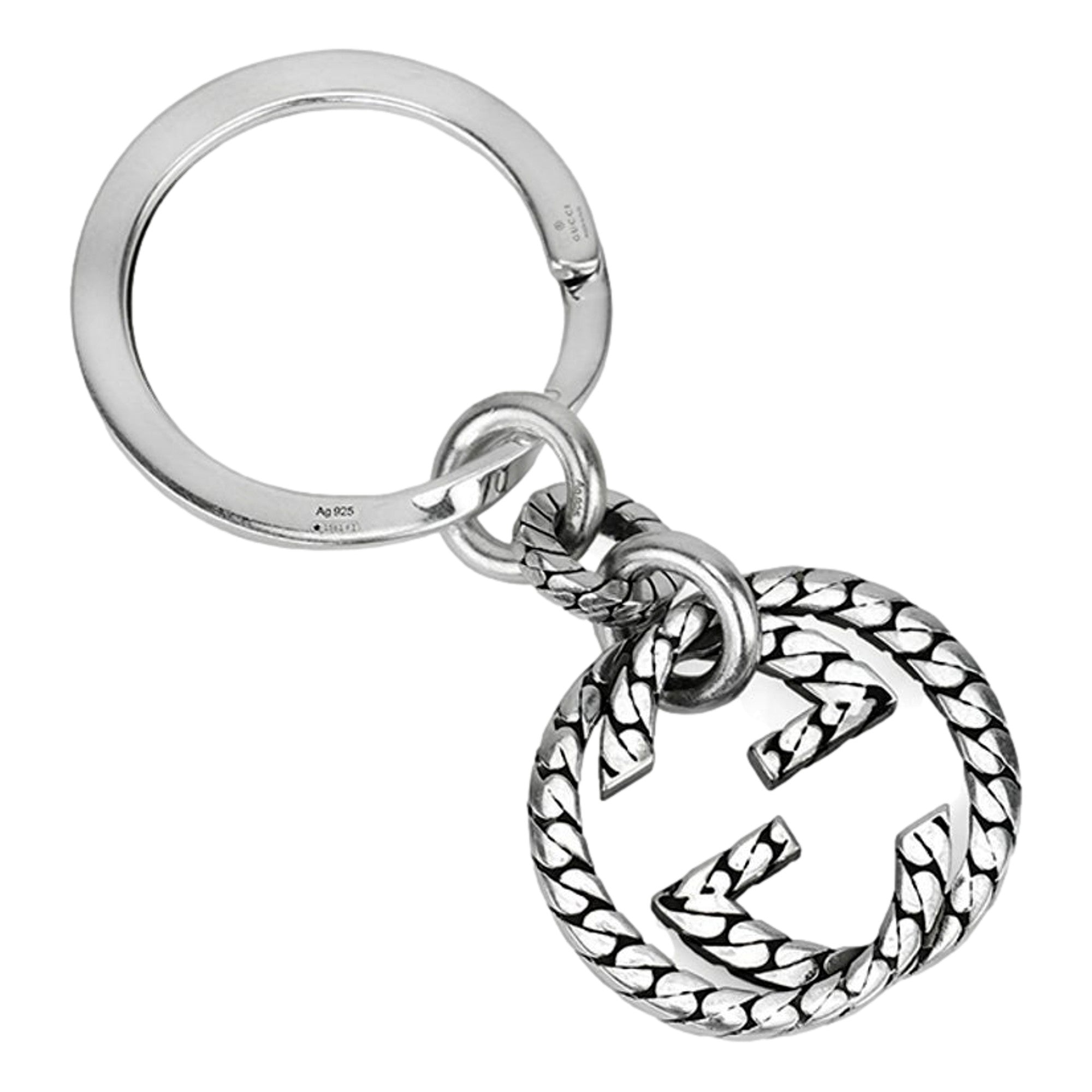 Gucci Signature GG Logo Sterling Silver Keychain Charm – Zavraelux.com