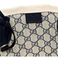 Gucci Supreme Canvas Beige Calfskin Logo Print Large Tote Bag Navy Multicolor