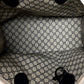 Gucci Supreme Canvas Beige Calfskin Logo Print Large Tote Bag Navy Multicolor