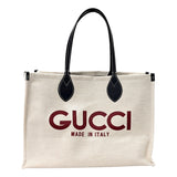 Gucci Supreme Canvas Beige Calfskin Logo Print Large Tote Bag Navy Multicolor