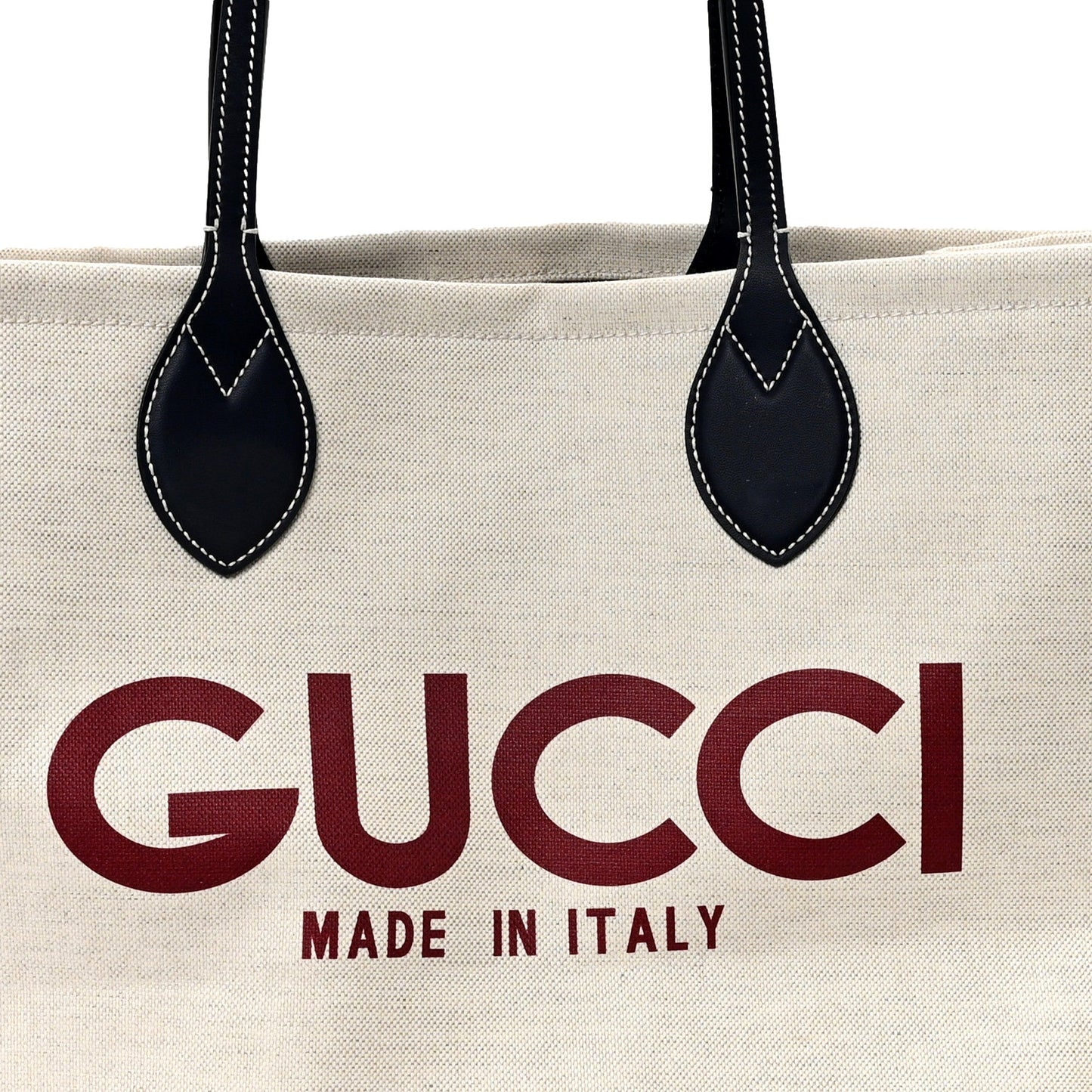Gucci Supreme Canvas Beige Calfskin Logo Print Large Tote Bag Navy Multicolor