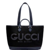 Gucci GG Supreme Canvas Black Navy Leather Large Tote Bag