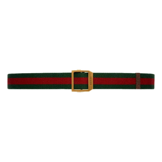 Gucci Web Stripe Red and Green Canvas Belt Size 95/38