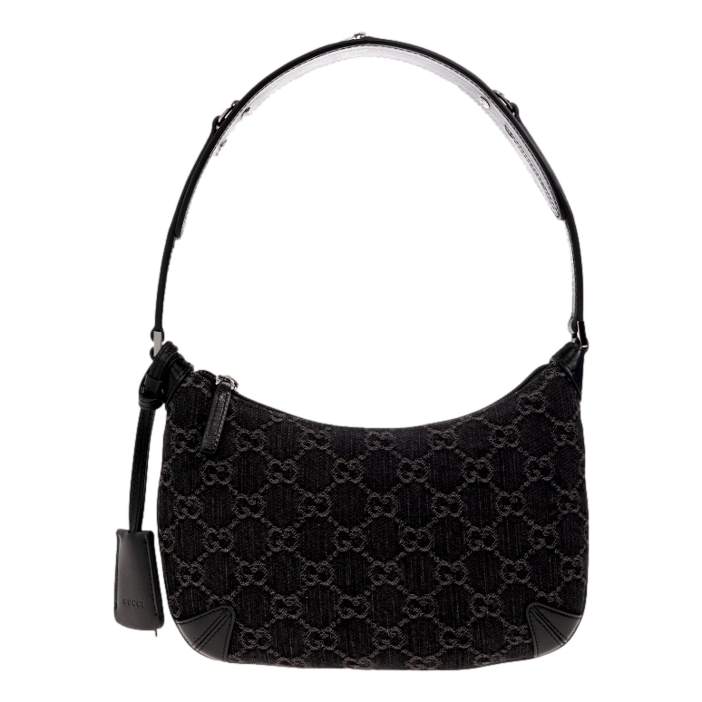 Gucci Horsebit Small Black Leather Slim Shoulder Bag Gold Hardware Womens