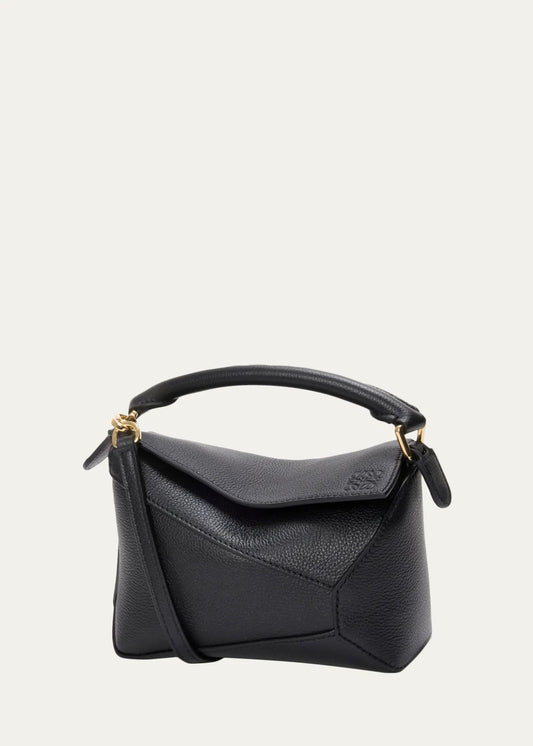 Puzzle Edge Small Top-Handle Bag in Grain Leather