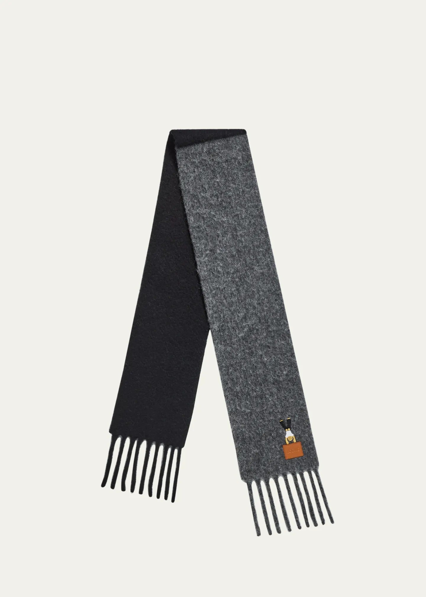 Embroidered Two-Tone Wool Scarf
