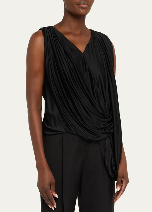 Draped Asymmetric Looped-Panel Dress