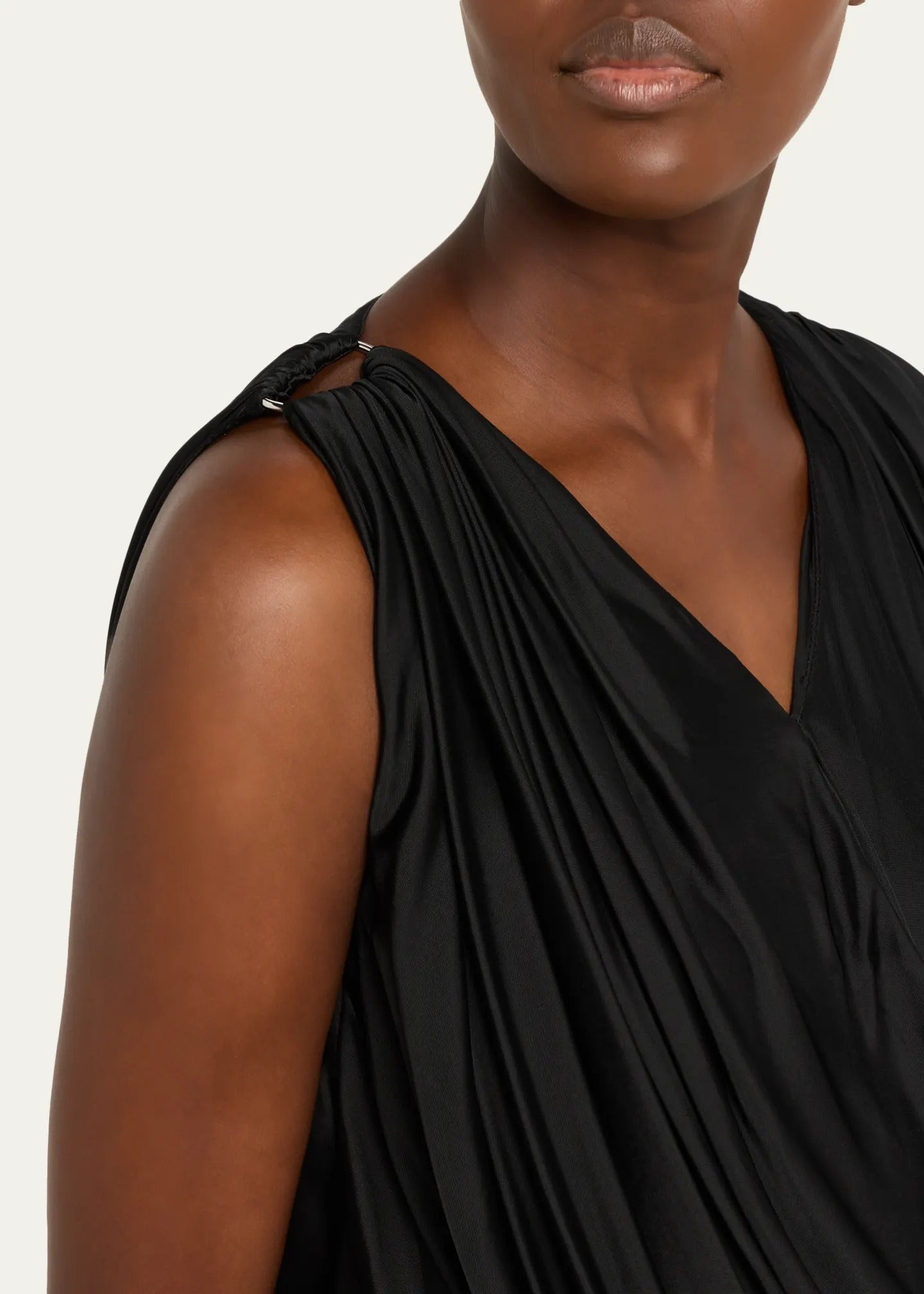 Draped Asymmetric Looped-Panel Dress