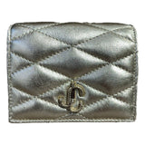 Jimmy Choo Farone Champagne Metallic Leather Card Case Wallet