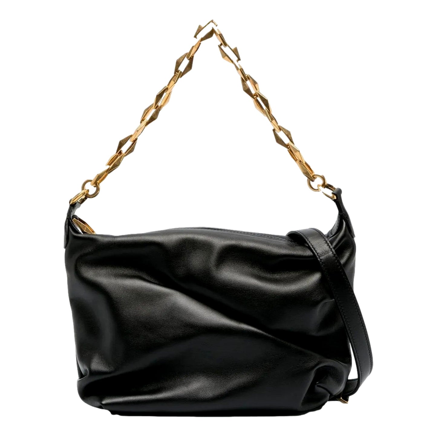 Jimmy Choo Soft Calfskin Black Diamond Chain Hobo Bag