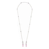 Miu Miu Crystal Pink AirPods Chain Necklace Silver Hardware