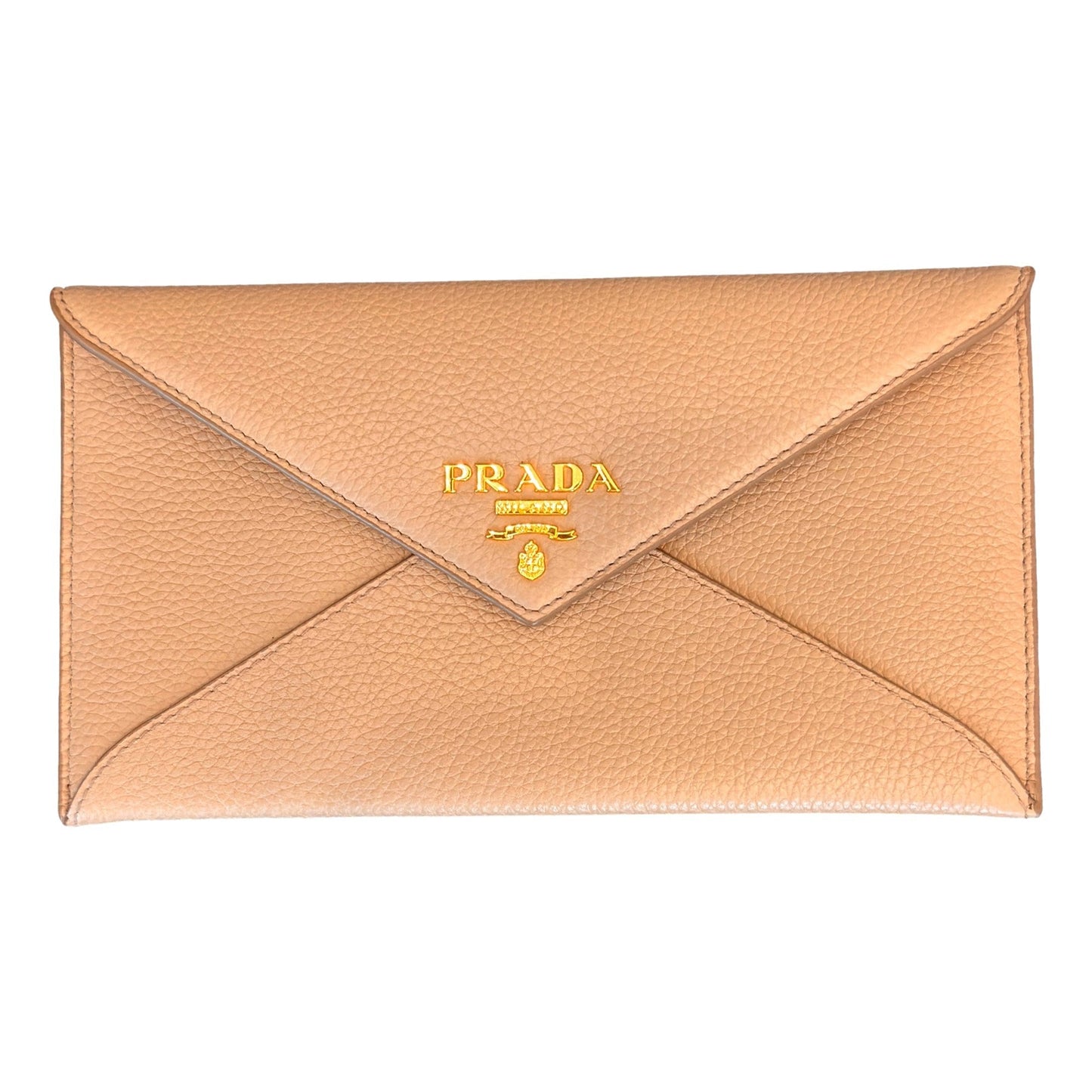 Prada Beige Vitello Grain Leather Long Envelope Wallet